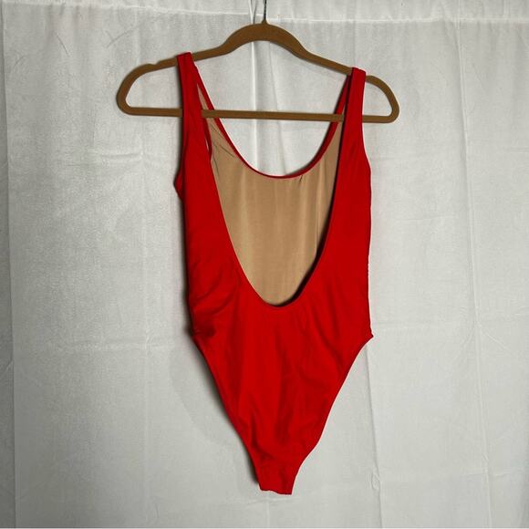 Chubbies Red Low Back One Piece Swimsuit Bathing Suit Size Medium - Picture 2 of 3